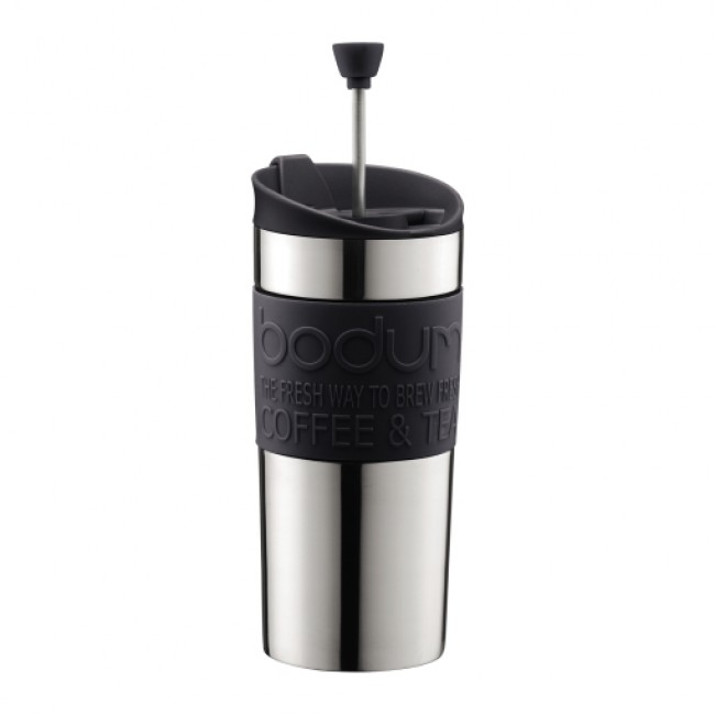 Mug à piston en inox double paroi 35cl noir - Travel Press - Bodum
