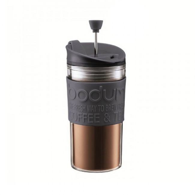 Mug à piston en plastique double paroi 35cl noir - Travel Press - Bodum