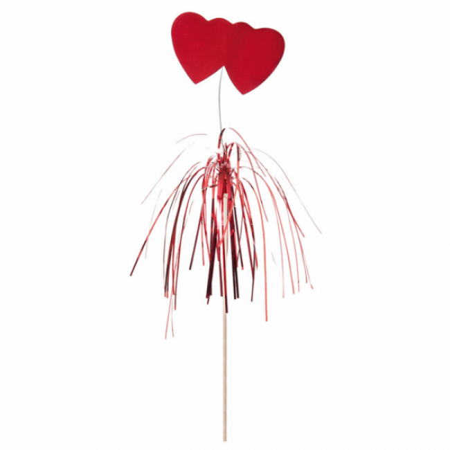 Piques décorations glaces "coeurs rouges" 15 cm assorties bois - AZ Boutique