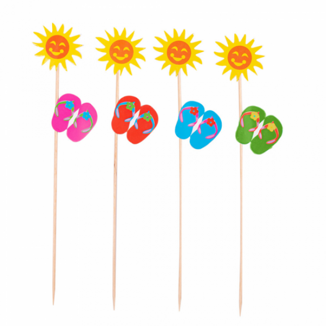 Piques décorations glaces tournesols 20 cm assorties bois - AZ Boutique