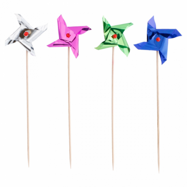Piques décorations glaces moulin 15 cm assorties bois - AZ Boutique