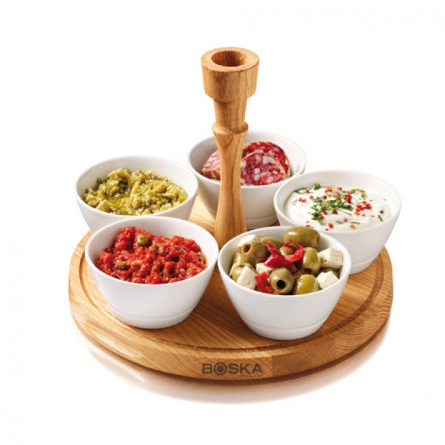 Plateau à aperitifs en bois de chêne - "Chip & Dip" - Life - Boska