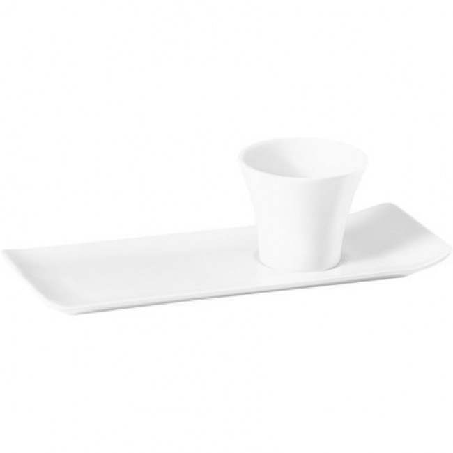 Plateau café gourmand rectangulaire blanc (sans gobelet) 22,1x8,6cm en porcelaine - Vendôme - Pillivuyt