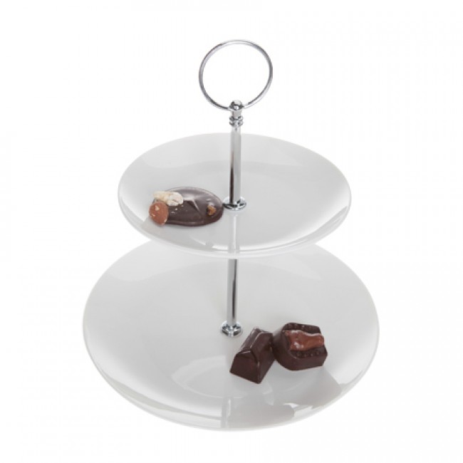 presentoir gateaux 2 niveaux 15x20,5cm en porcelaine hauteur 24cm buffet cosy & trendy
