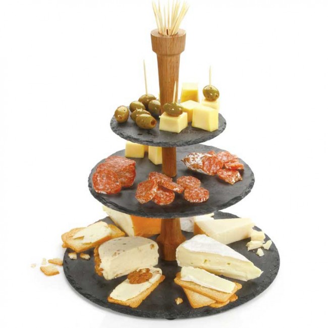 Présentoir à gâteaux 3 niveaux en ardoise - hauteur 38,5cm - Pro - Boska