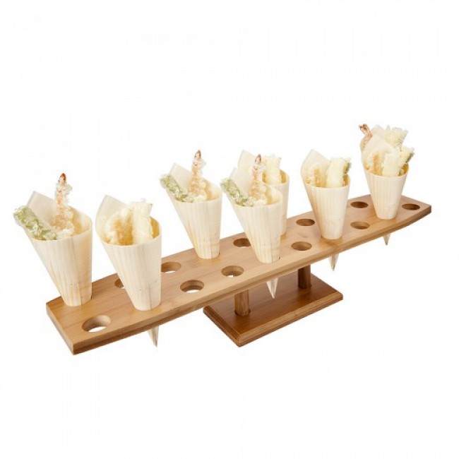 Présentoir sur pied en bambou 57,5 x 12 x 10,5 cm pour 20 cônes - AZ Boutique
