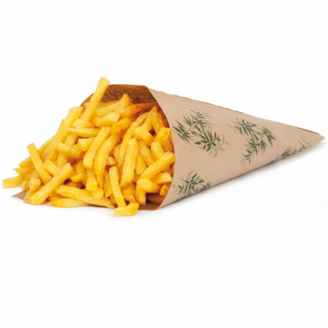 Sachets en pointe 70g/m² 34x24cm parchemin anti-graisse marron motifs feuilles vertes - Lot de 1000 - Feel Green - AZ Boutique