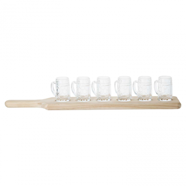 6 verrines apéro sur planche en bois 49 x 9 x 9cm