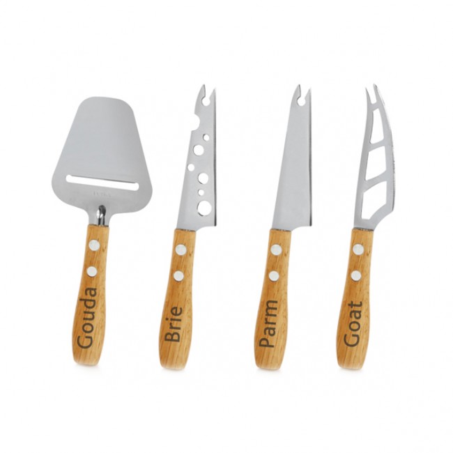 Set de 4 couteaux à fromage manche en bois - Explore - Boska