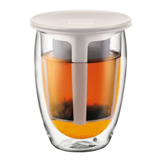 Set de verre double paroi 35cl avec infuseur individuel en nylon blanc - Tea for One - Bodum