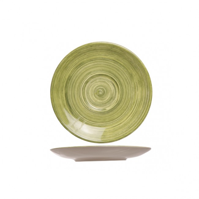 Sous-tasse à déjeuner verte 17cm en grès - Lot de 6