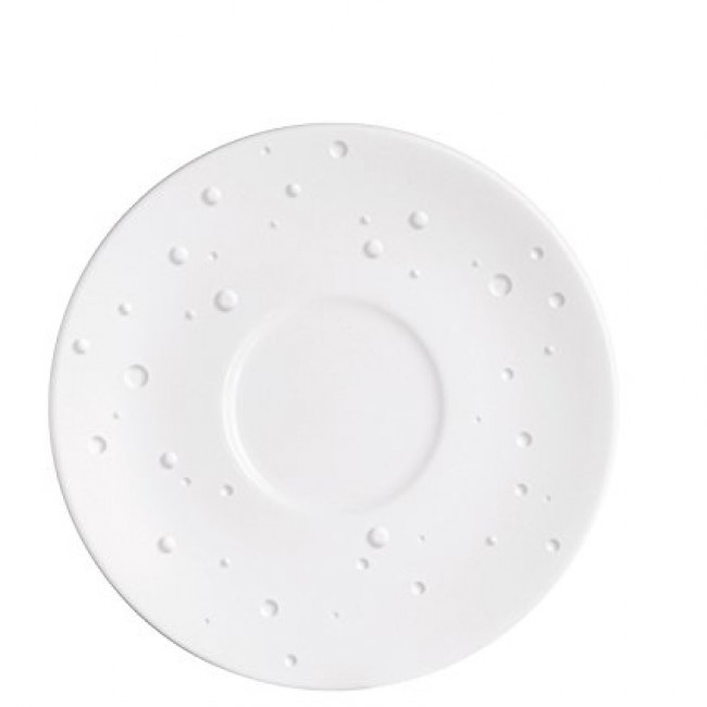 Sous-tasse à déjeuner blanche avec motif goutte d'eau 16.5cm en porcelaine