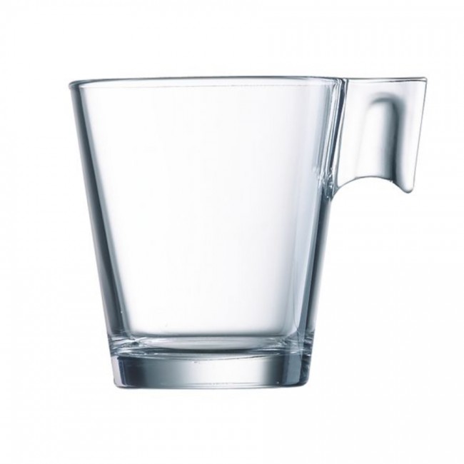 Tasse a cafe 22cl a anse en verre trempe transparent - aroma - arcoroc