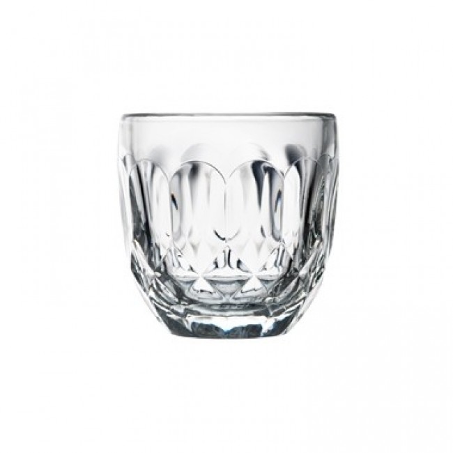 Bol en verre pressé transparent rond sur pied 4 médaillons 60 cl - Lot de 6 - Fleur de Lys - La Rochère