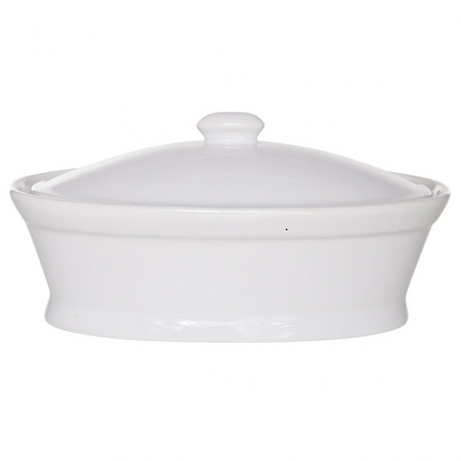 Terrine pâté ovale avec couvercle blanche 20,2x12,5cm en porcelaine - Cosy and Trendy