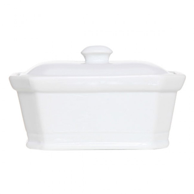 Terrine pâté rectangulaire avec couvercle blanche 20x14cm en porcelaine - Cosy and Trendy