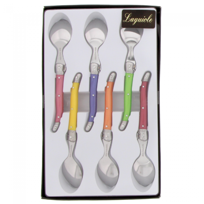 Lot de 6 cuillères à café Laguiole - 6 coloris pastel 
