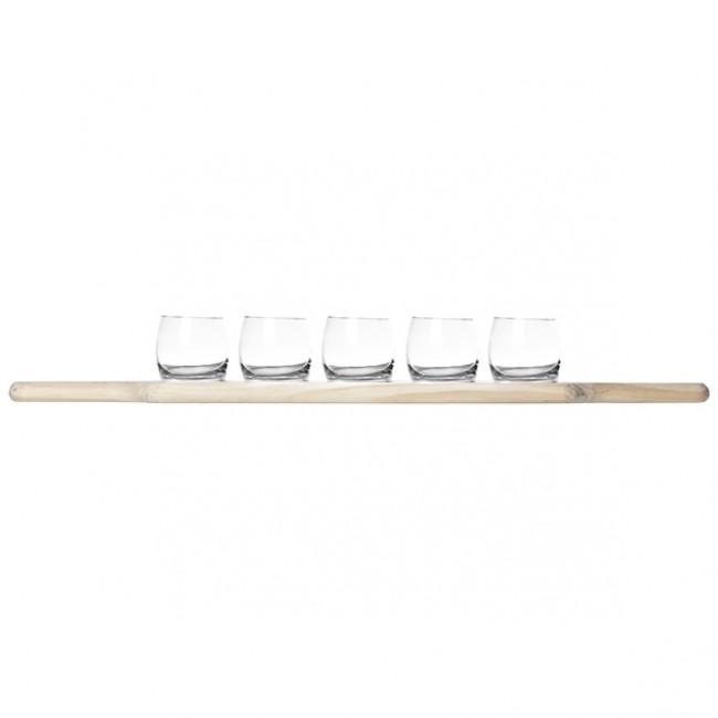 5 Verrines 15cl sur planche de service en bois 