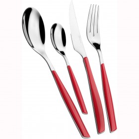 Ménagère 24 pièces rouge en inox 18/10 - 2.5mm