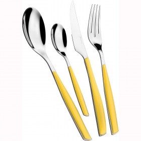 Ménagère 24 pièces jaune en inox 18/10 - 2.5mm