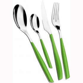 Ménagère 24 pièces vert feuillage en inox 18/10 - 2.5mm