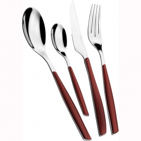 Ménagère 24 pièces bordeaux en inox 18/10 - 2.5mm