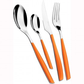 Ménagère 24 pièces orange en inox 18/10 - 2.5mm