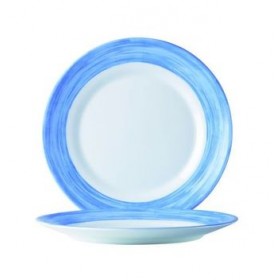 Assiette plate ronde blanc/bleu 15.5cm - A l'unité