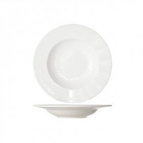 Assiette creuse blanc crème ronde 23cm porcelaine - Lot de 6