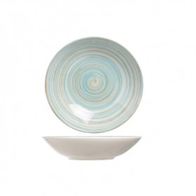 Assiette creuse calotte ronde en grès 21cm bleue - Lot de 6