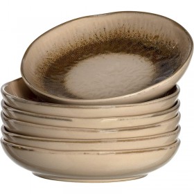 Assiette creuse ronde céramique 20,7cm beige - Lot de 6