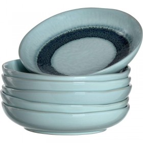 Assiette creuse ronde céramique 20,7cm bleu - Lot de 6