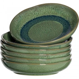 Assiette creuse ronde céramique 20,7cm vert - Lot de 6