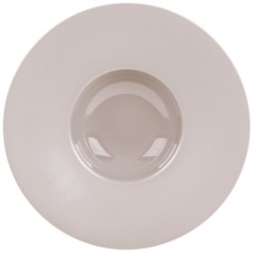 Assiette ronde creuse à aile large taupe 31cm en porcelaine