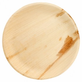 Assiette jetable en areca couleur naturelle Ø 23x2 cm - Lot de 25