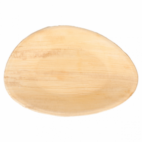 Assiette jetable ovale en areca couleur naturelle 26x16x2.5 cm - Lot de 25