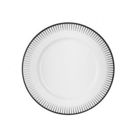 Assiette plate blanche 17,5cm en porcelaine avec motifs en relief noir