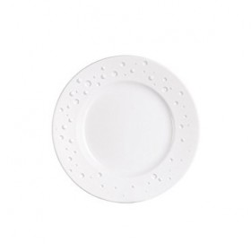 Assiette plate blanche avec motif goutte d'eau 17.5cm en porcelaine