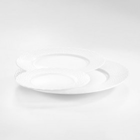 Assiette plate blanche 22cm en porcelaine - Lot de 6