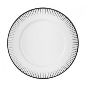 Assiette plate blanche 28,5cm en porcelaine avec motifs en relief noir