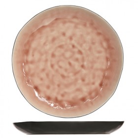 Assiette plate ronde noire et rose 27cm - A l'unité