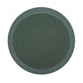 Assiette plate ronde 14cm vert argile en grès - A l'unité