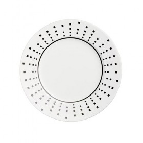 Assiette plate ronde 21,5cm en porcelaine motifs carrés noirs