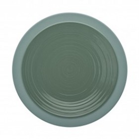 Assiette plate ronde 26cm vert argile en grès - A l'unité