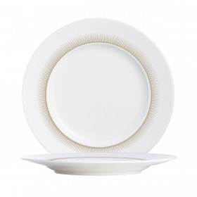 Assiette plate ronde blanche 17.5cm en porcelaine avec motif gris