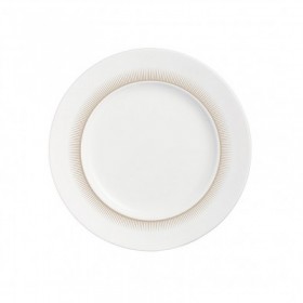 Assiette plate ronde blanche 21.5cm en porcelaine avec motif gris