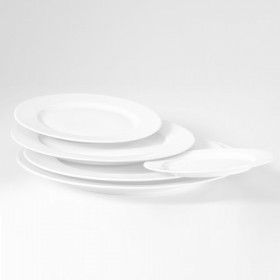Assiette plate ronde blanche 28cm en porcelaine - Lot de 3 