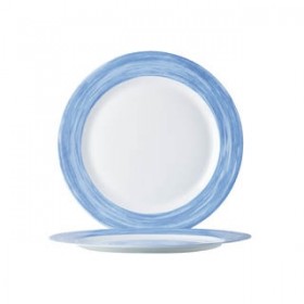 Assiette plate ronde blanc/bleu 19cm - Lot de 6