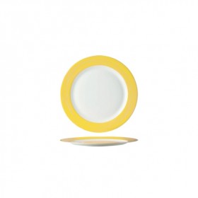 Assiette plate ronde blanc/jaune 19cm - Lot de 6