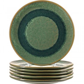 Assiette verte ronde 22.5 cm - lot de 6